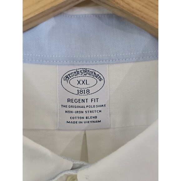 Brooks Brothers Regent Fit White Button Down Shirt Mens Size 2XL Non-Iron Polo - Picture 8 of 11